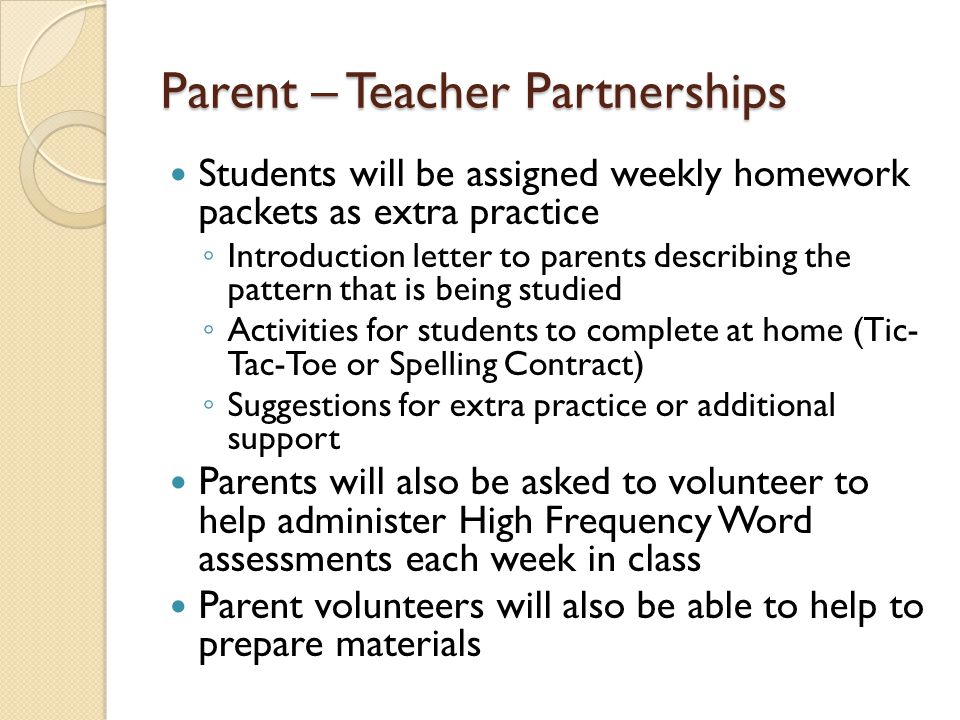 Homework Letter To Parents