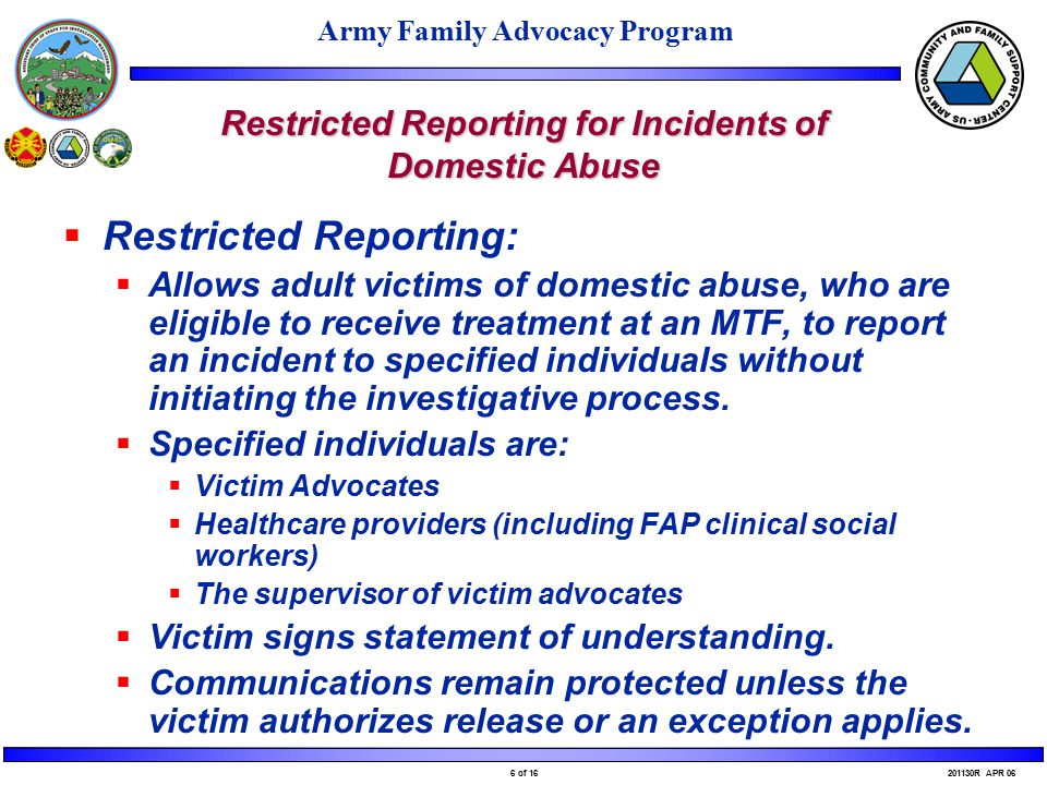 army family advocacy program 1 of r apr 06 restricted reporting domestic abuse incident report