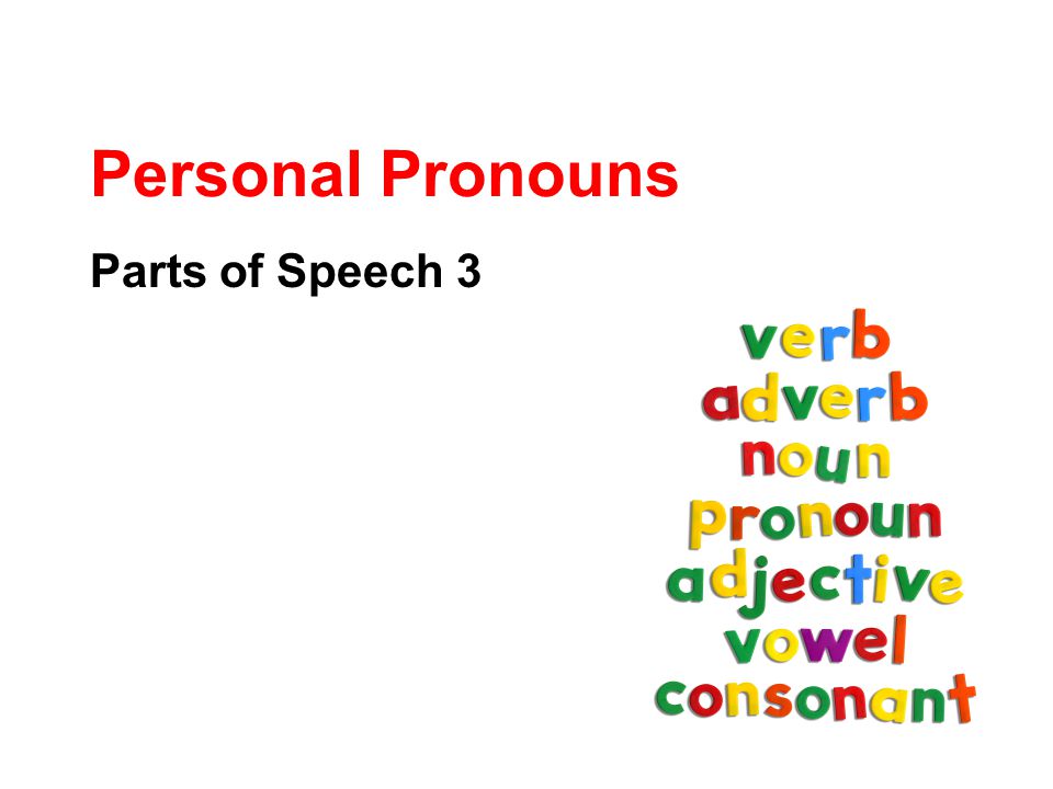 Personal Pronouns Parts of Speech 3