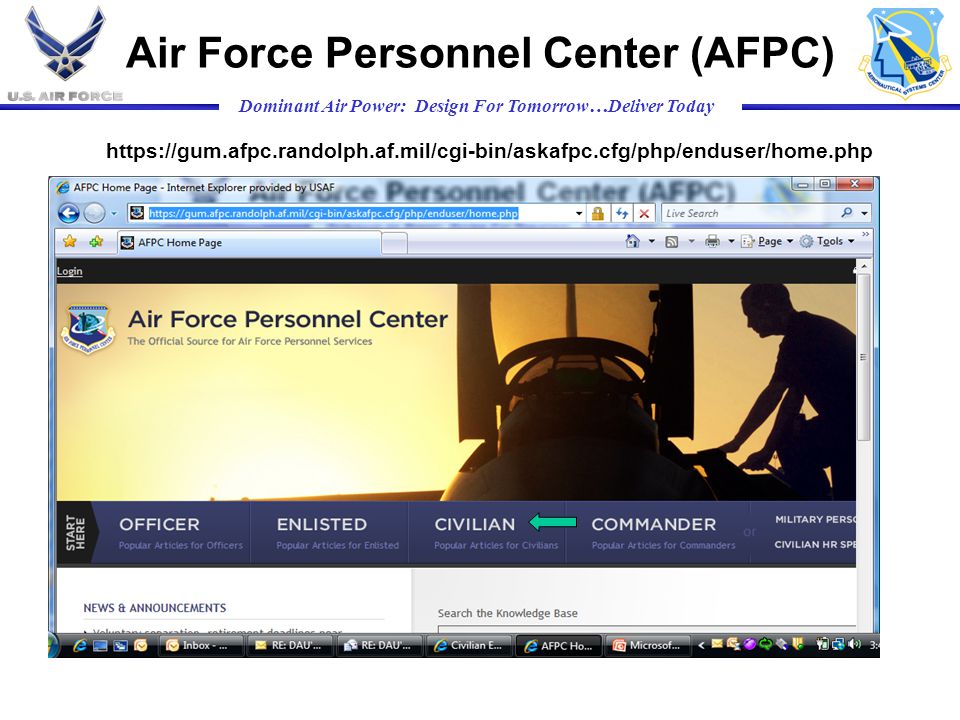 Dominant Air Power: Design For Tomorrow…Deliver Today   Air Force Personnel Center (AFPC)