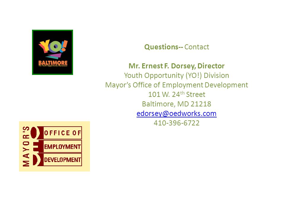 Questions-- Contact Mr. Ernest F.