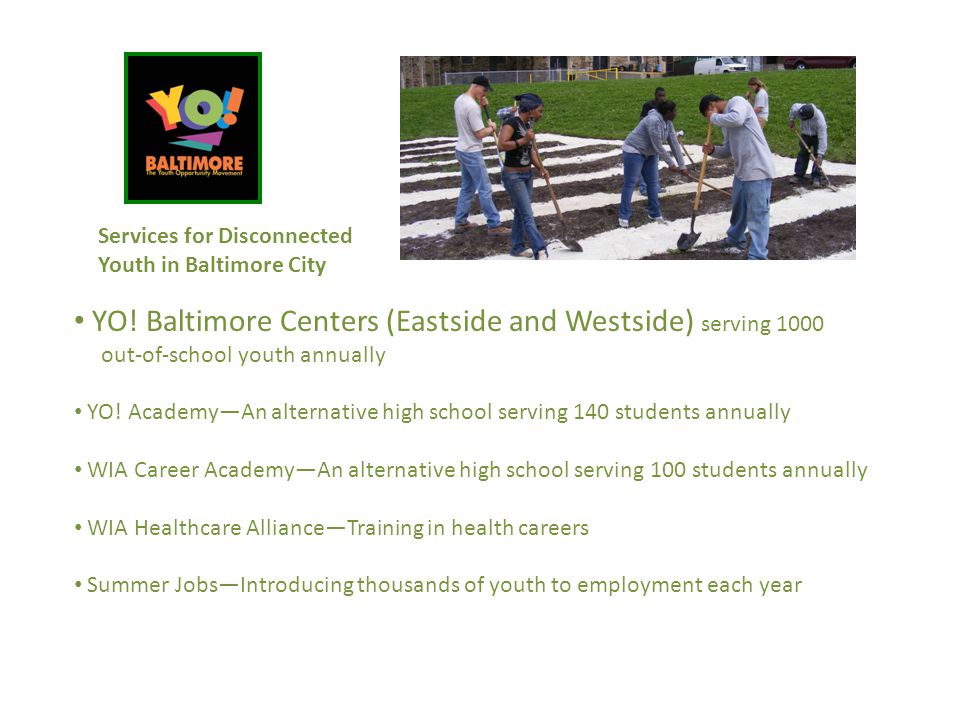 Services for Disconnected Youth in Baltimore City YO.