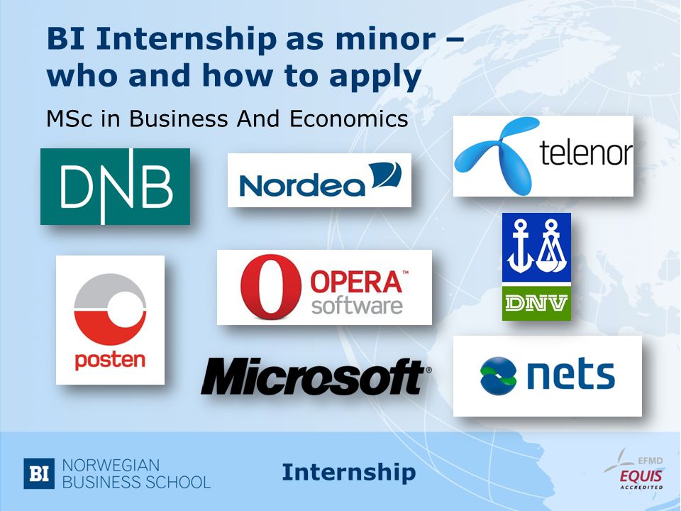 BI Internship as minor – who and how to apply MSc in Business And Economics Internship