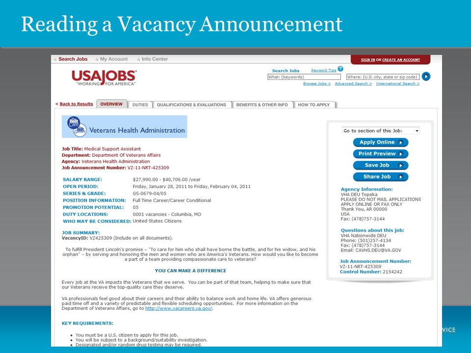 Reading a Vacancy Announcement