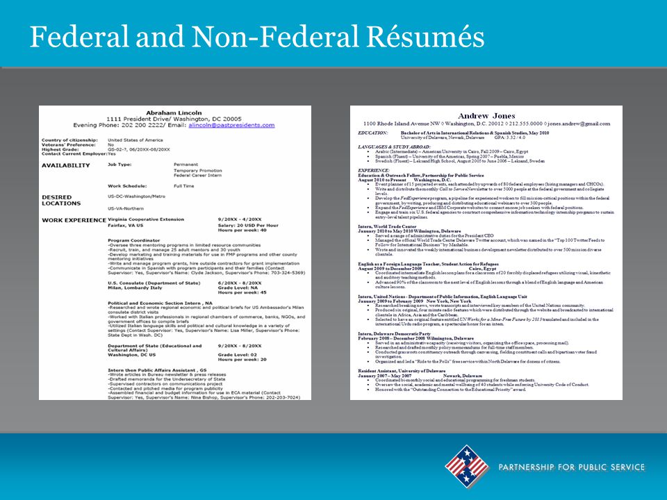 Federal and Non-Federal Résumés