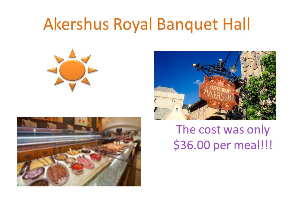 Akershus Royal Banquet Hall The cost was only $36.00 per meal!!!