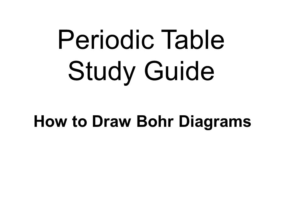 Periodic Table Study Guide How to Draw Bohr Diagrams