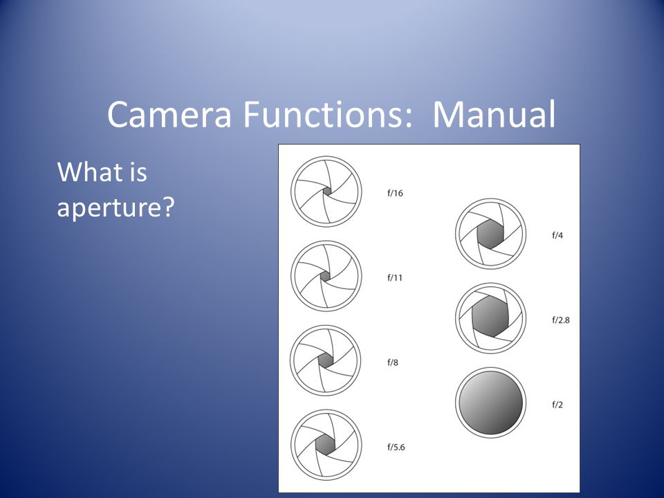 Camera Functions: Manual What is aperture