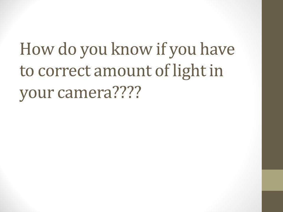 How do you know if you have to correct amount of light in your camera