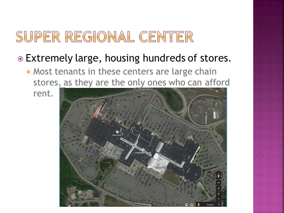  Extremely large, housing hundreds of stores.