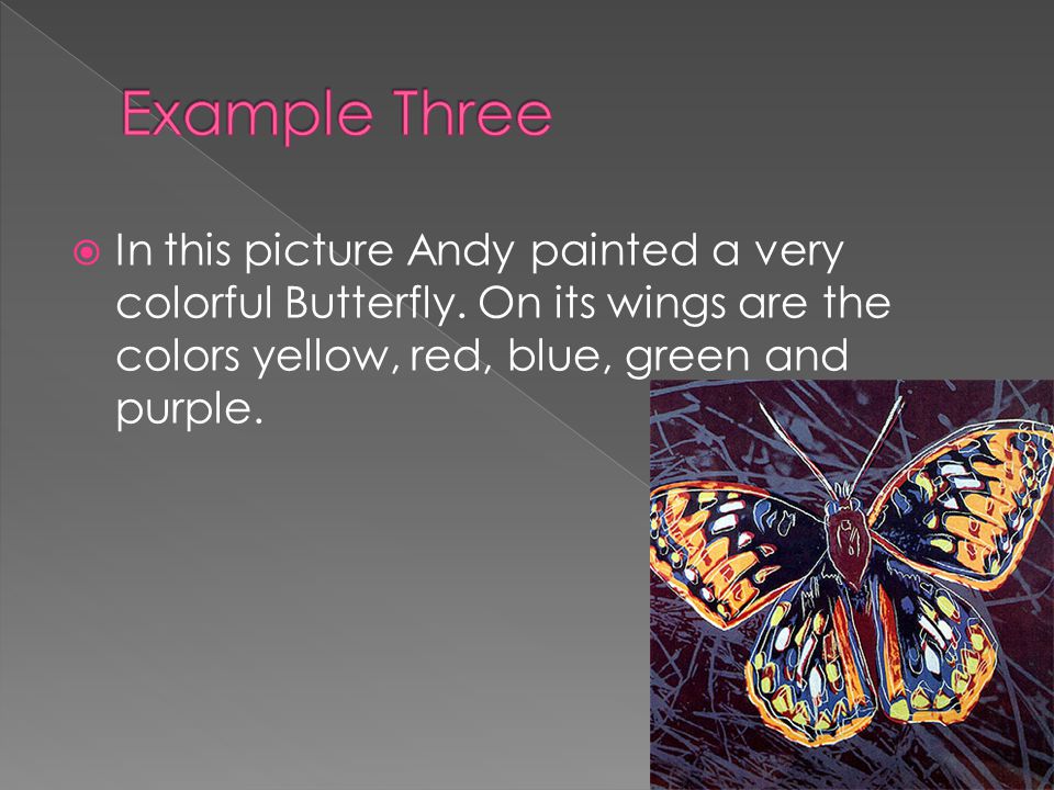  In this picture Andy painted a very colorful Butterfly.