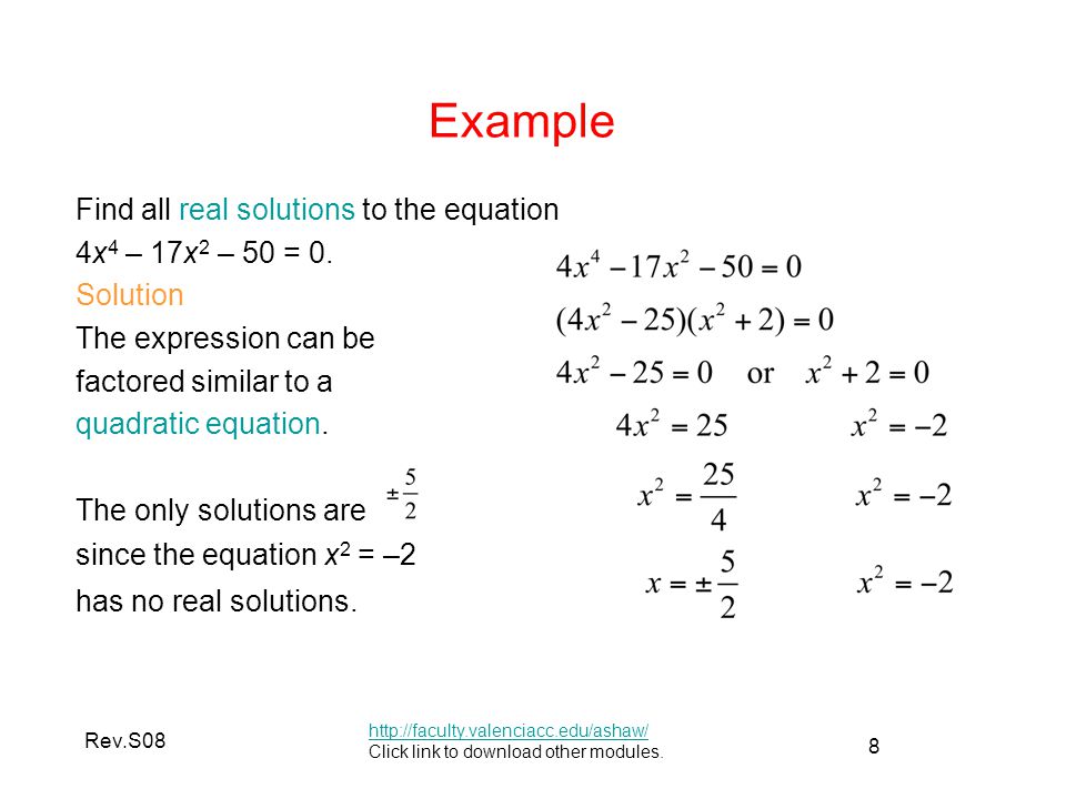 Find All Real Solutions Of The Equation Talkchannels Rev S08 Mac 1105 Module 11 Solution Of Polynomial Equations Ppt