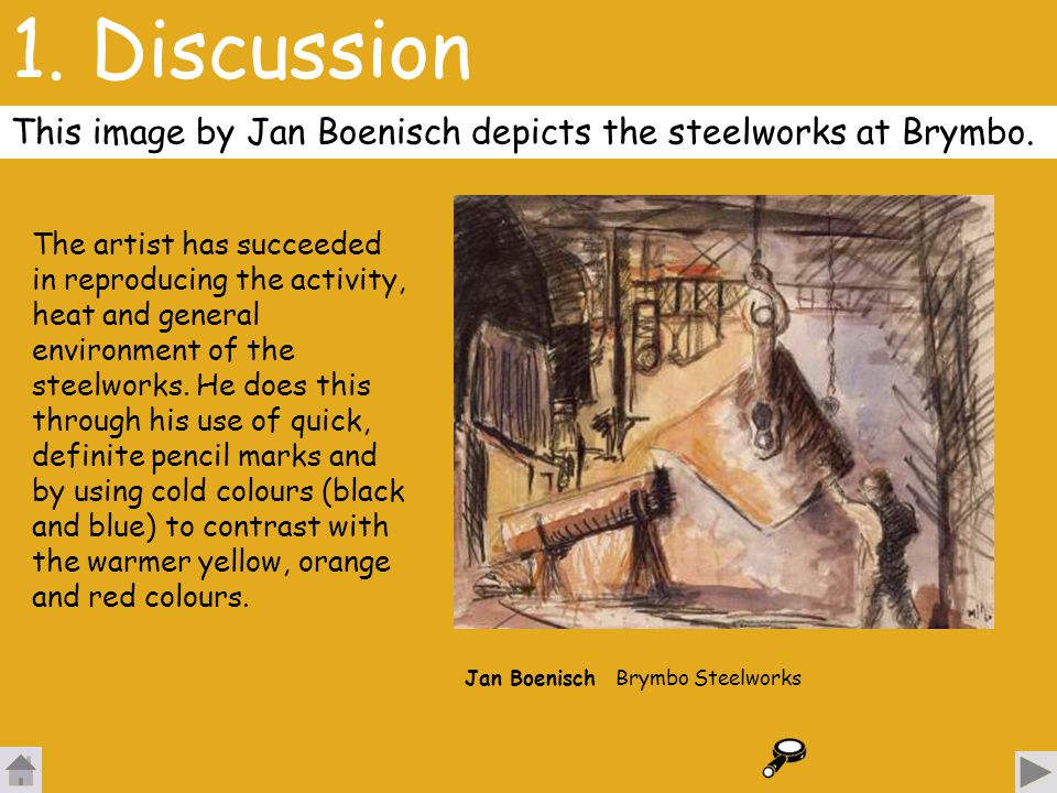 1. Discussion This image by Jan Boenisch depicts the steelworks at Brymbo.