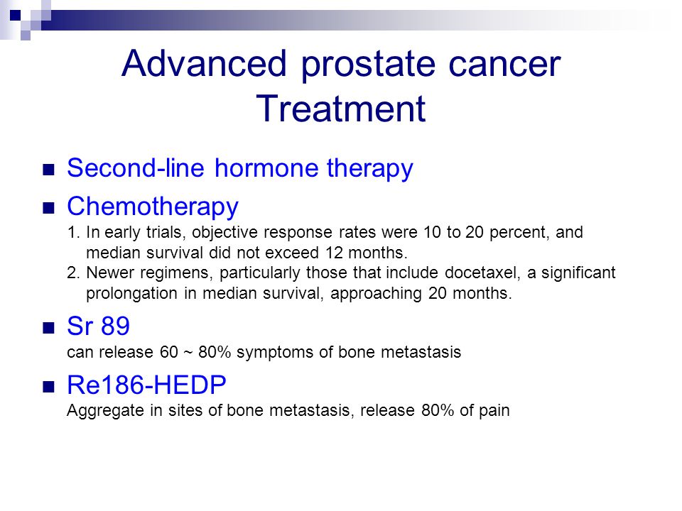 Advanced prostate cancer Treatment Second-line hormone therapy Chemotherapy 1.