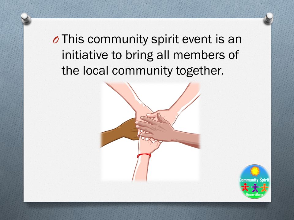 Community spirit event We are inviting you all…..