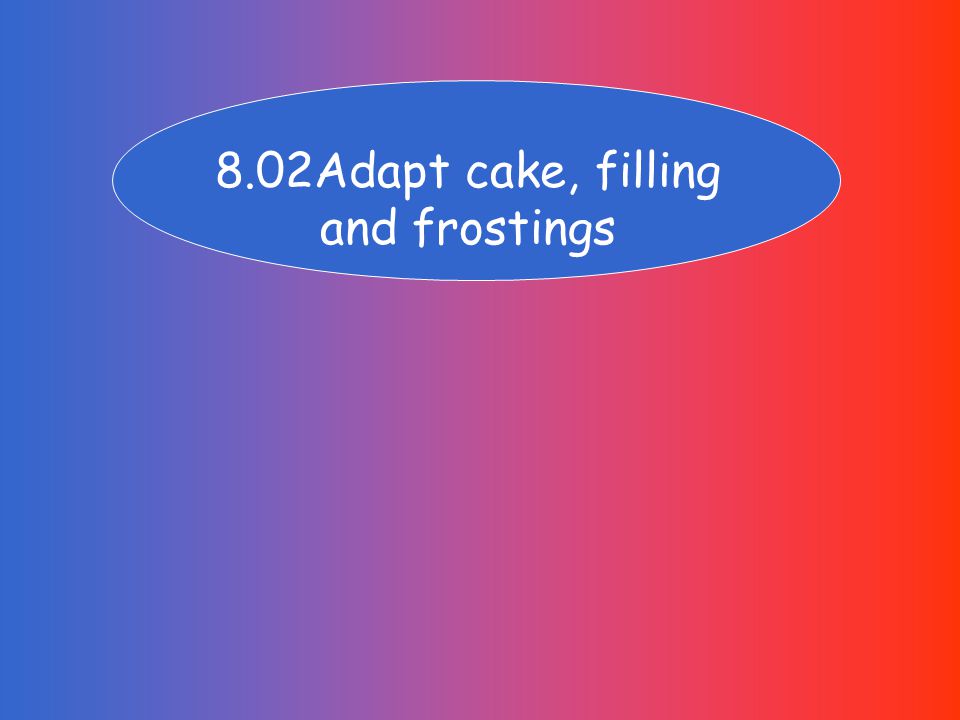 8.02Adapt cake, filling and frostings