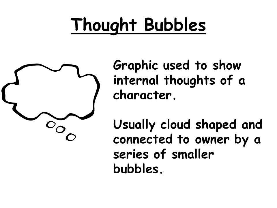 Thought Bubbles Graphic used to show internal thoughts of a character.