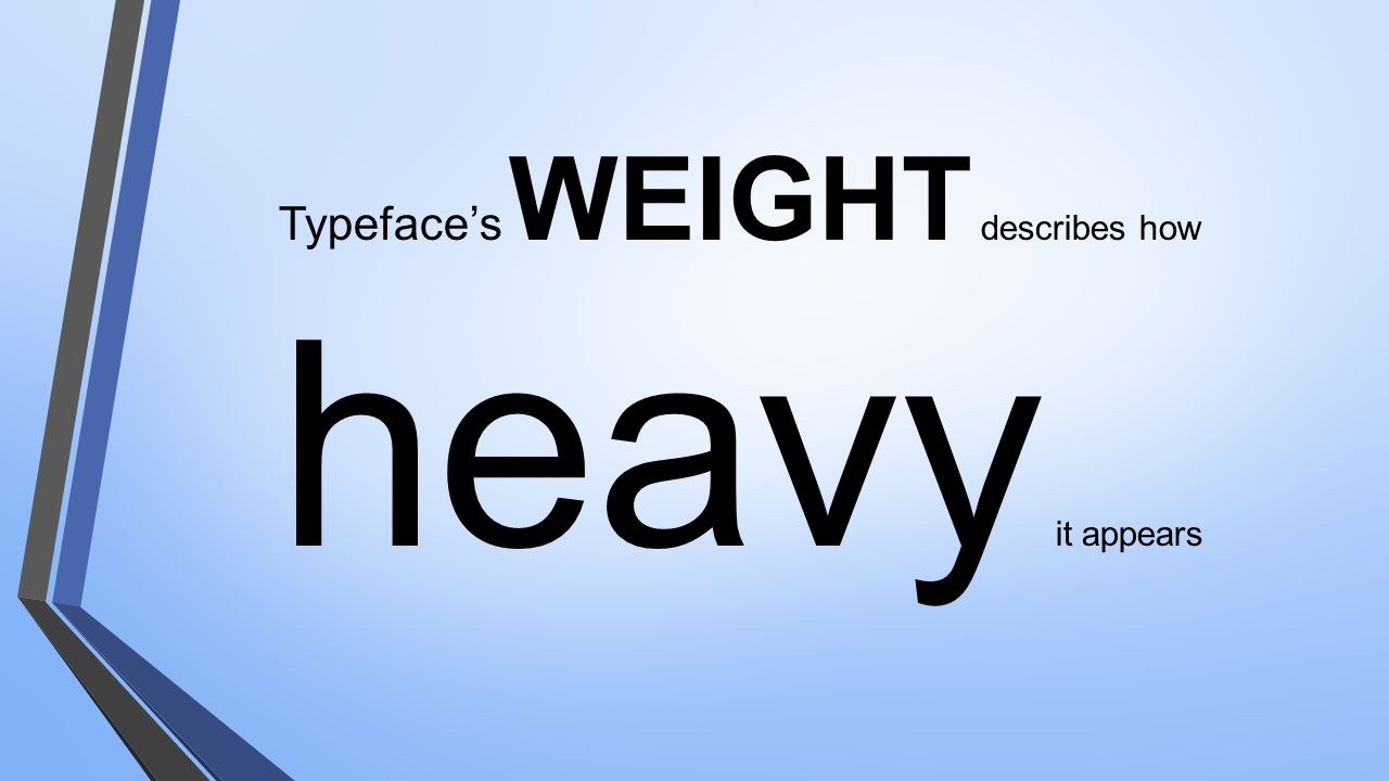 Typeface’s WEIGHT describes how heavy it appears