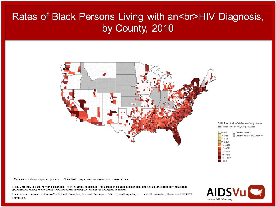 Rates of Black Persons Living with an HIV Diagnosis, by County, 2010 Note.