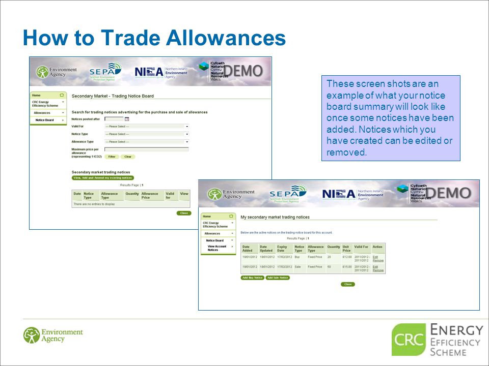 How to Trade Allowances These screen shots are an example of what your notice board summary will look like once some notices have been added.