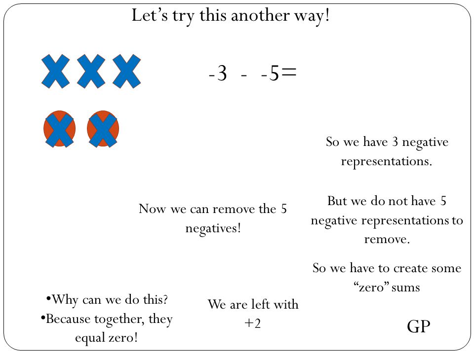 Let’s try this another way = So we have 3 negative representations.