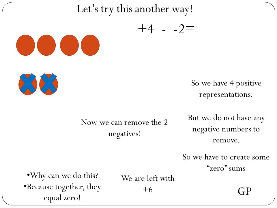 Let’s try this another way = So we have 4 positive representations.
