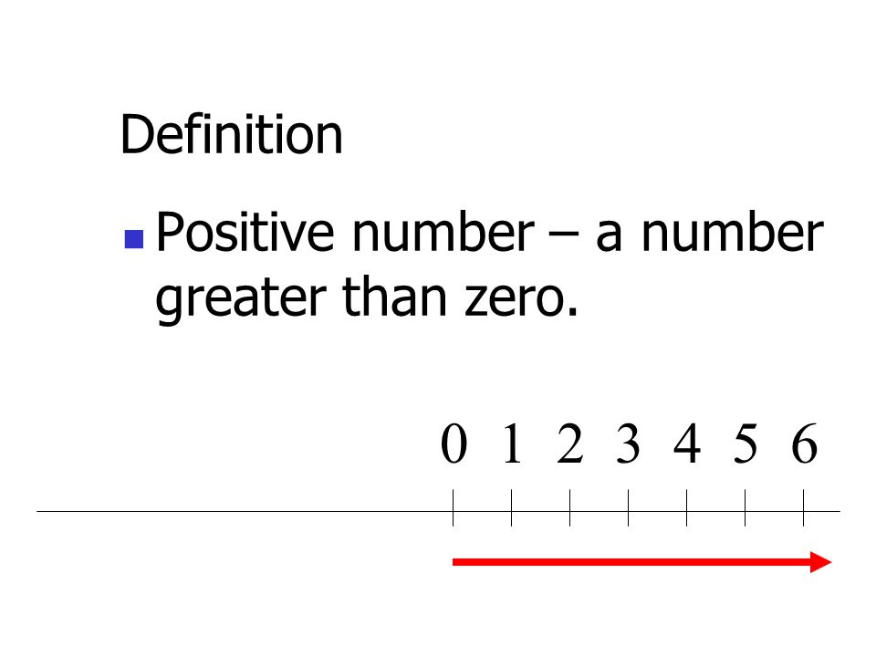 Definition Positive number – a greater than zero