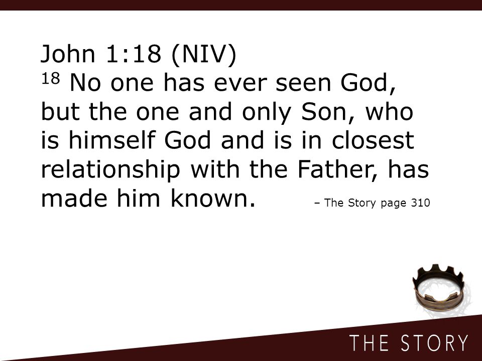 John 1:18 (NIV) 18 No one has ever seen God, but the one and only Son, who is himself God and is in closest relationship with the Father, has made him known.