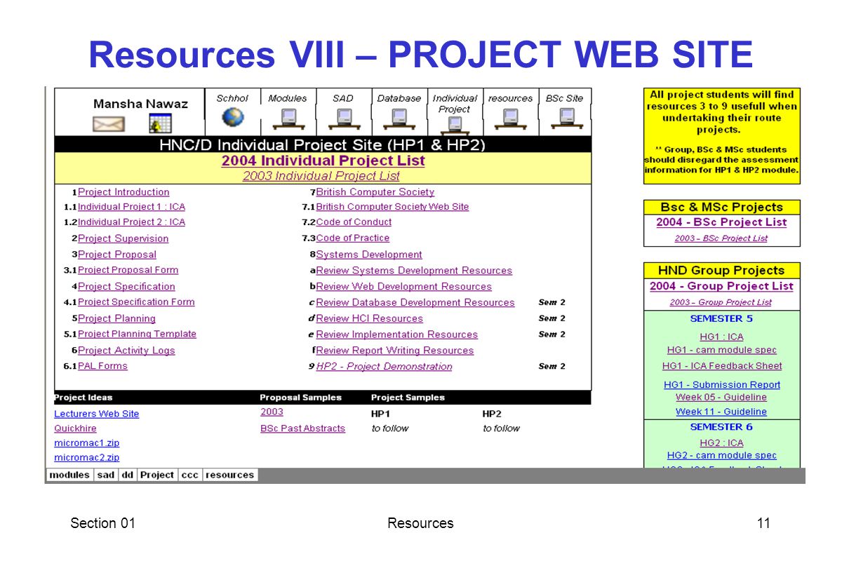 Section 01Resources10 Resources VII - ADDITIONAL RESOURCES WEB SITE