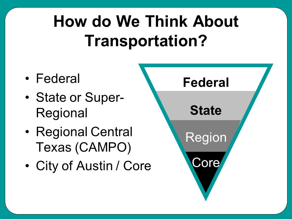 How do We Think About Transportation.