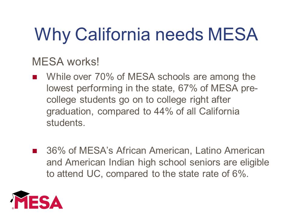 Why California needs MESA MESA works.