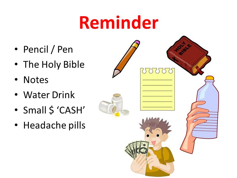 Reminder Pencil / Pen The Holy Bible Notes Water Drink Small $ ‘CASH’ Headache pills