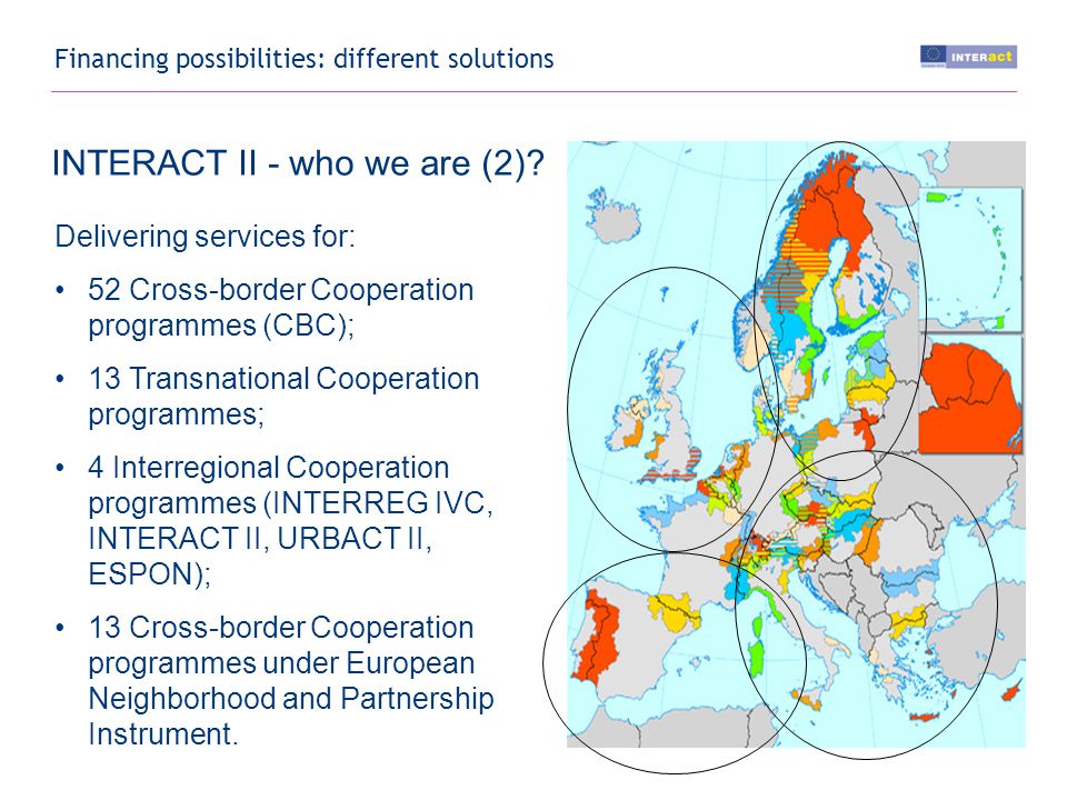 Financing possibilities: different solutions INTERACT II - who we are (2).