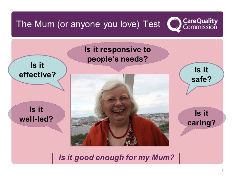 The Mum (or anyone you love) Test Is it good enough for my Mum.
