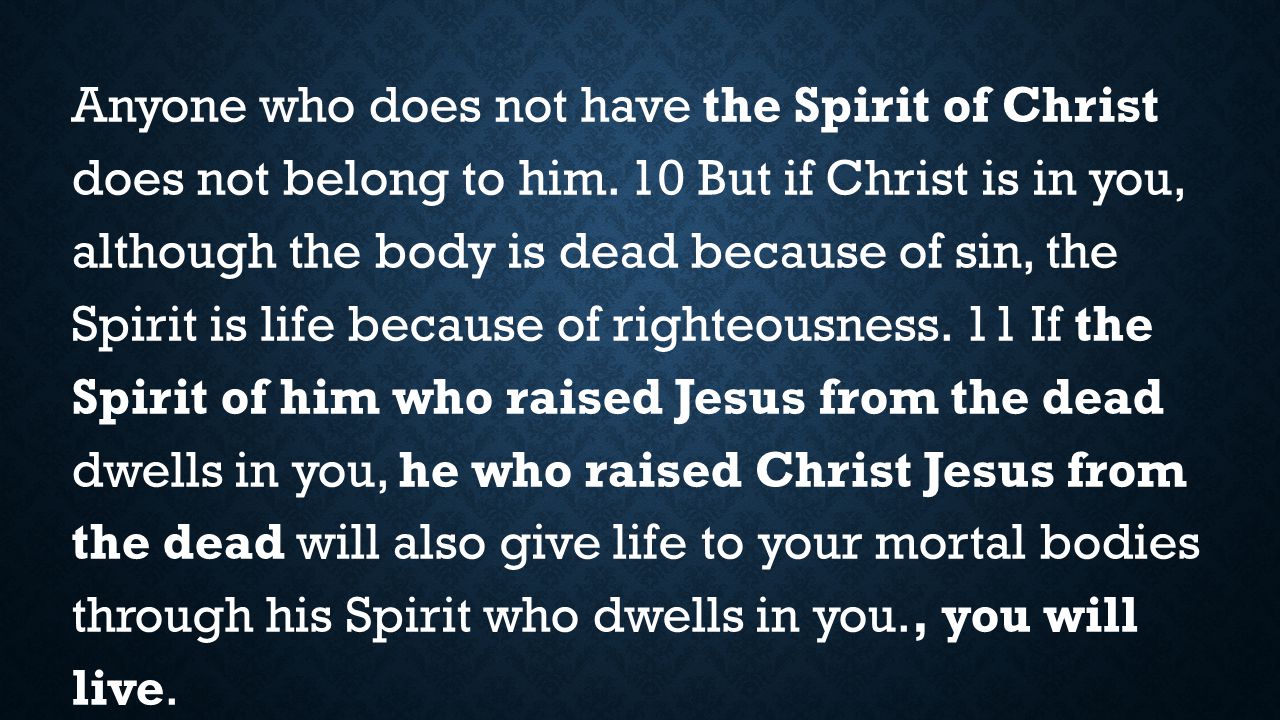 Anyone who does not have the Spirit of Christ does not belong to him.