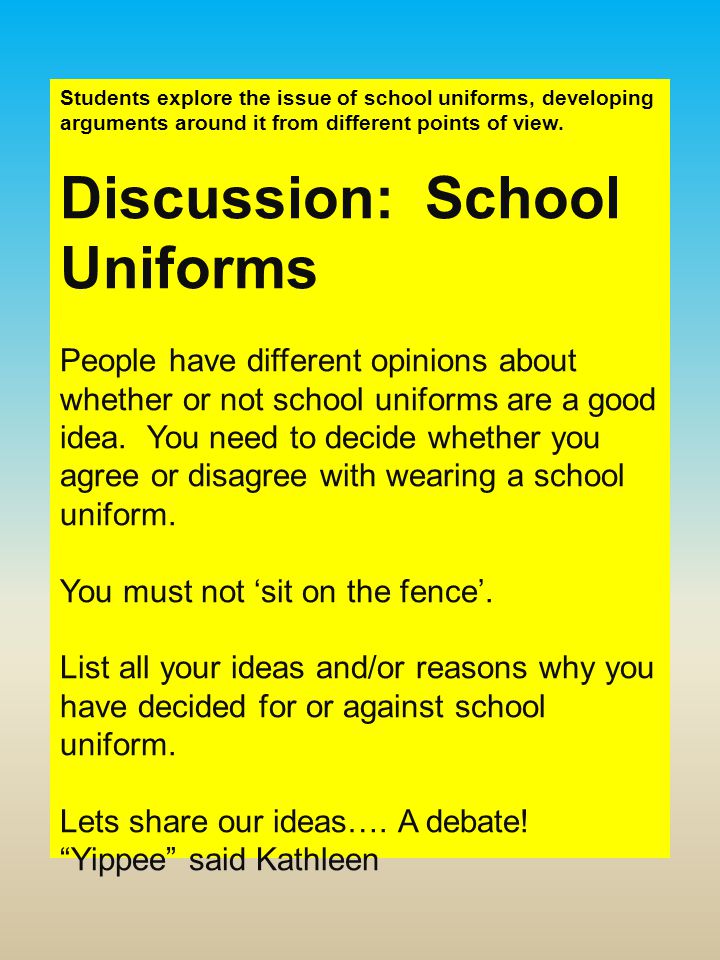 arguments for and against school uniform