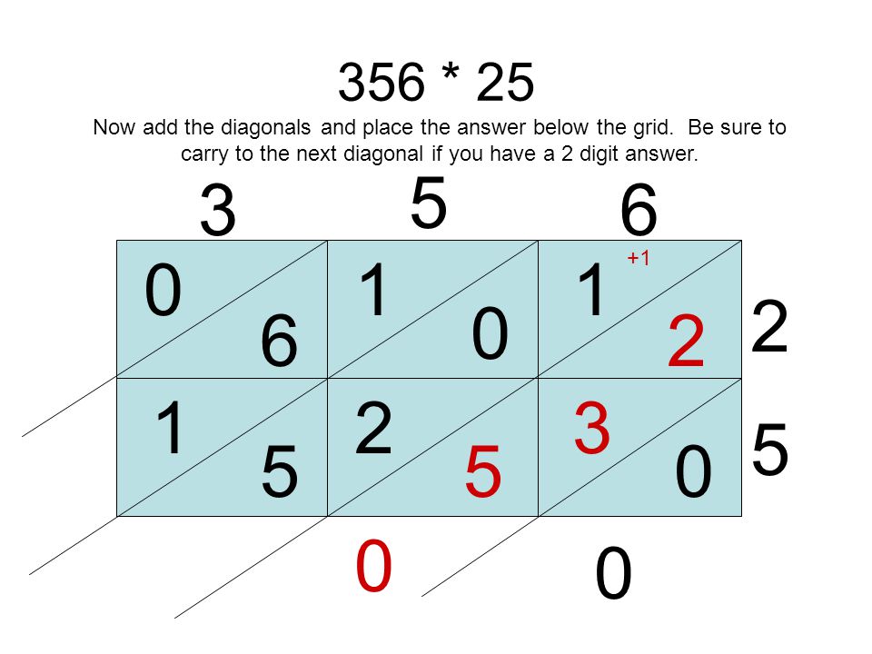 356 * Now add the diagonals and place the answer below the grid.
