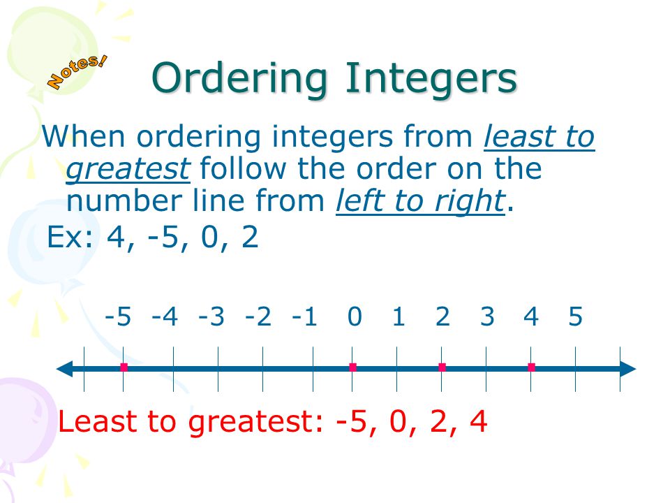 Comparing Integers The farther a number is to the right on the number line, the greater it’s value.