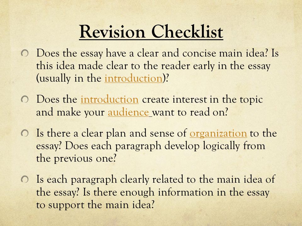 Expository essay revision checklist