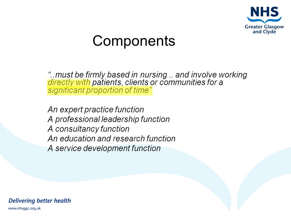 Components ..must be firmly based in nursing..