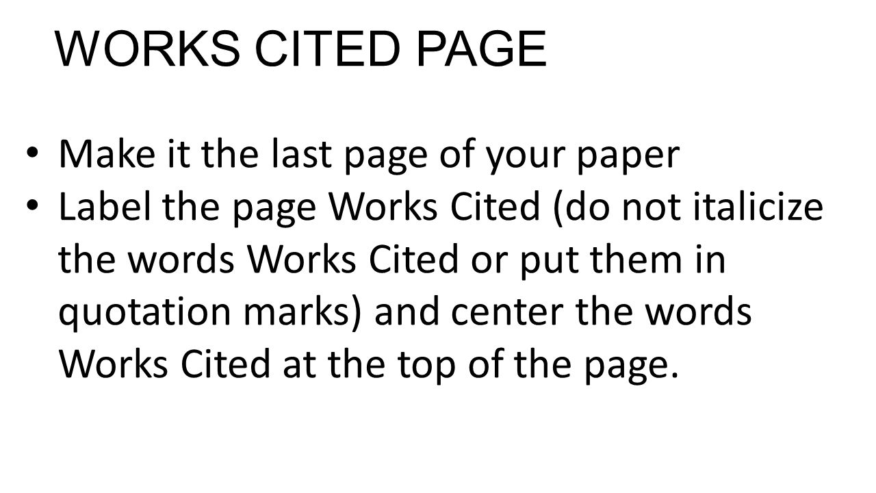 how to work cited mla