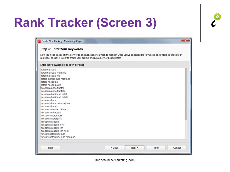 Rank Tracker (Screen 3) ImpactOnlineMarketing.com