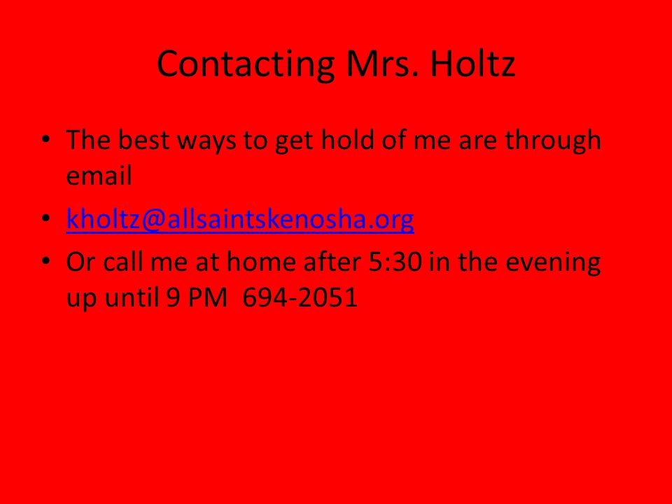 Contacting Mrs.