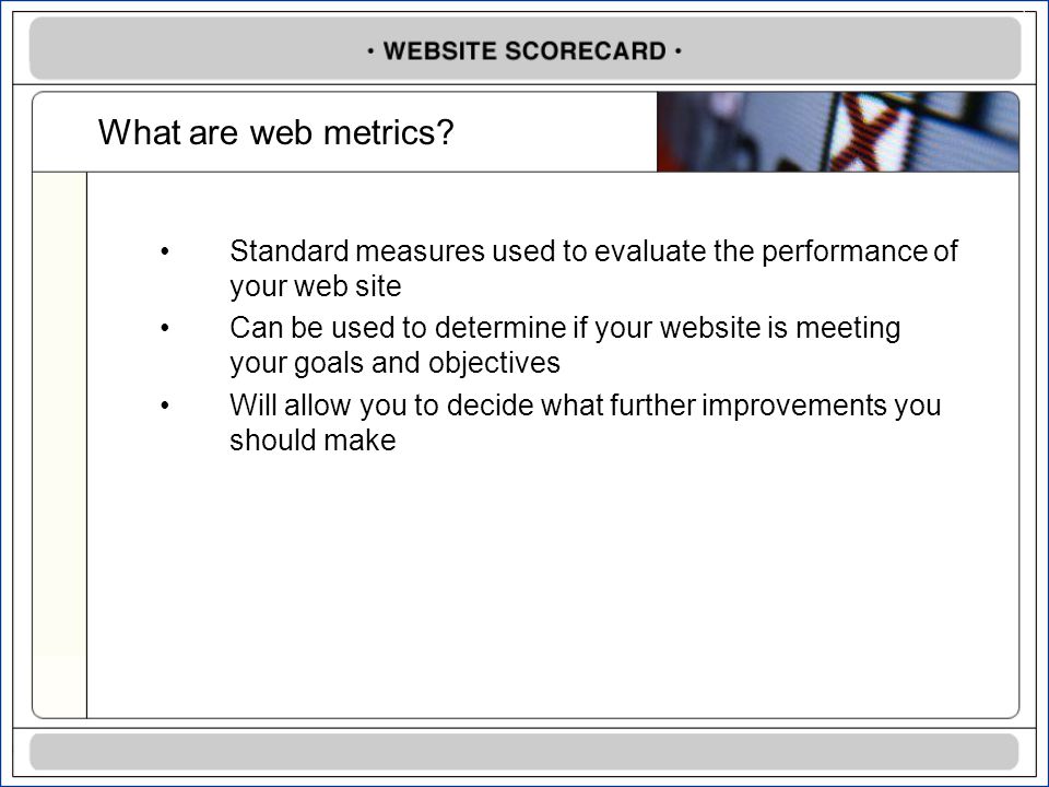What are web metrics.