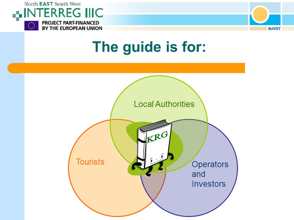 The guide is for: Local Authorities Tourists Operators and Investors