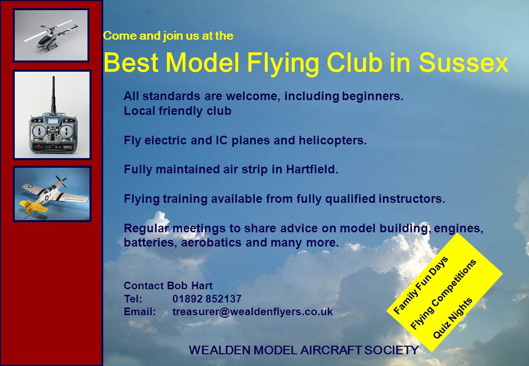 Come and join us at the Best Model Flying Club in Sussex All standards are welcome, including beginners.