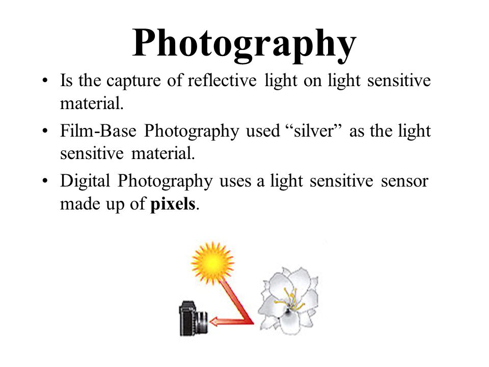 Photography Is the capture of reflective light on light sensitive material.