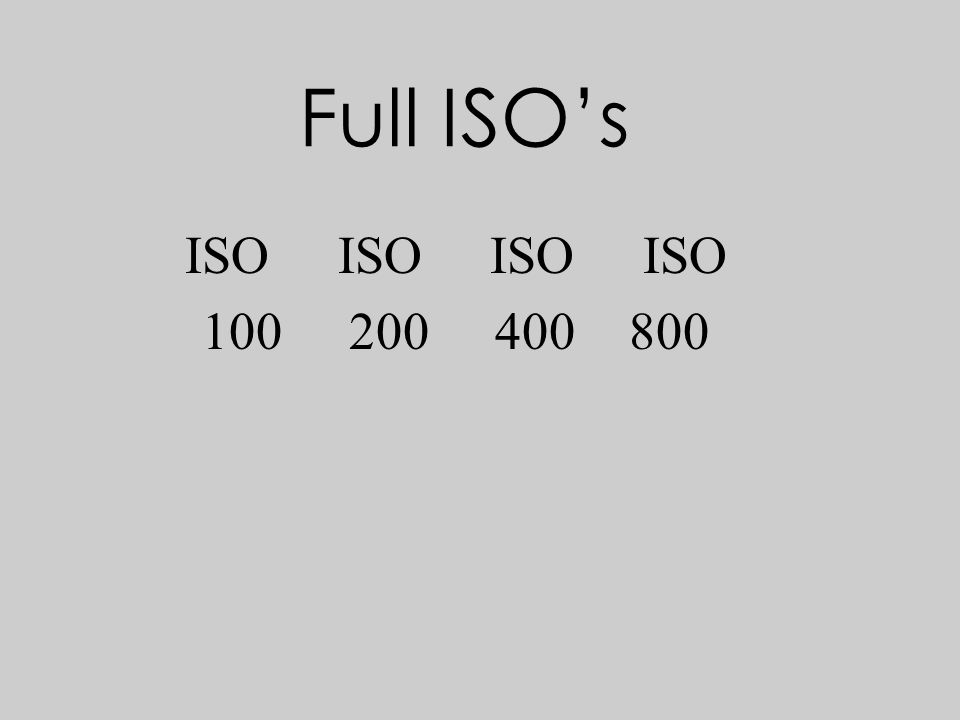 Full ISO’s ISO ISO