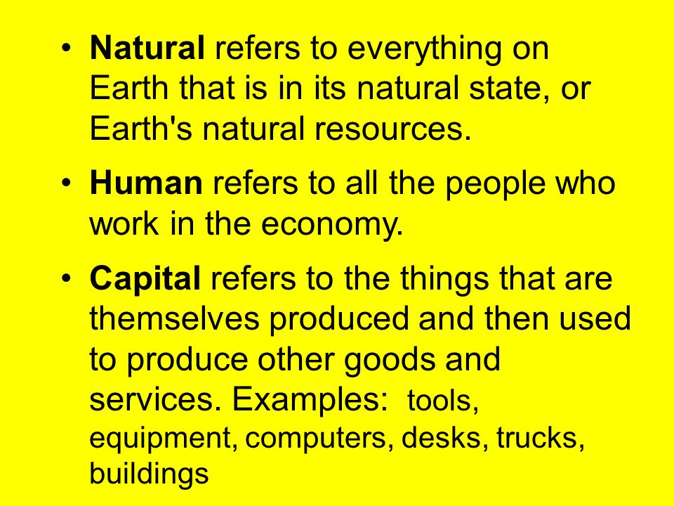 Natural refers to everything on Earth that is in its natural state, or Earth s natural resources.