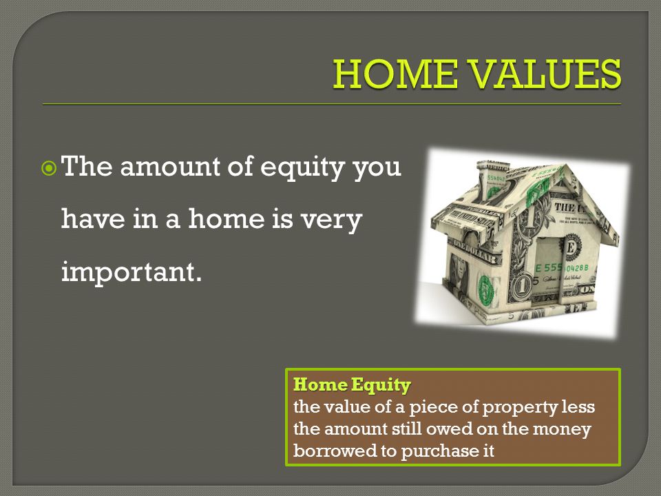  The amount of equity you have in a home is very important.